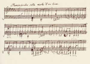 Részlet Beethoven Egy lapos dúr szonátája, Opus 26 (toll és tinta) kéziratából